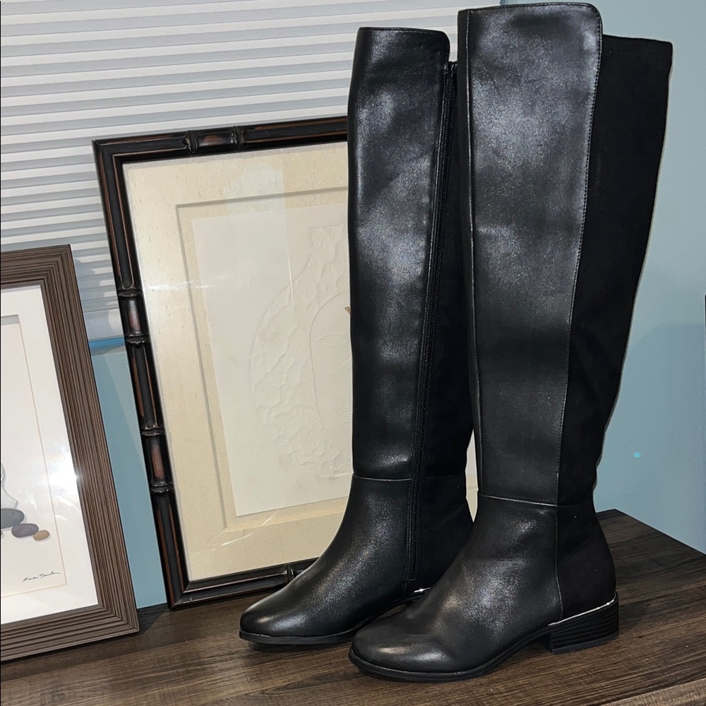 Alfani Step Flex Leather Ludlowe Over-The-Knee Black Boots sz 5.5M NWT / NWOB